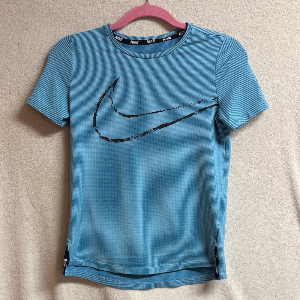 Nike Light Blue Short Sleeve Tee with Black Swoosh